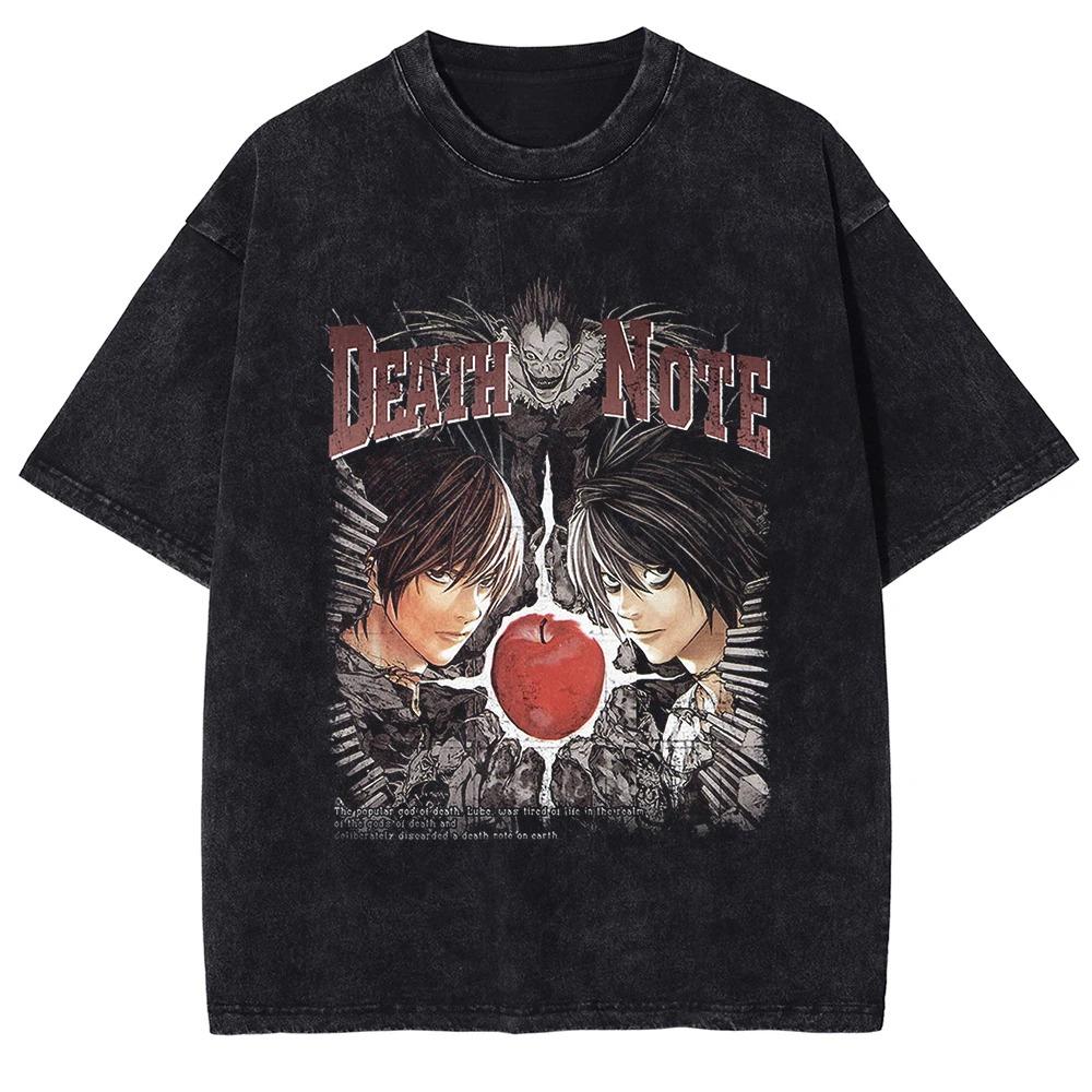 Death Note Misa Amane Gothic Vintage Washed Oversized TShirt Unisex Anime Streetwear Comfortable Tshirts S