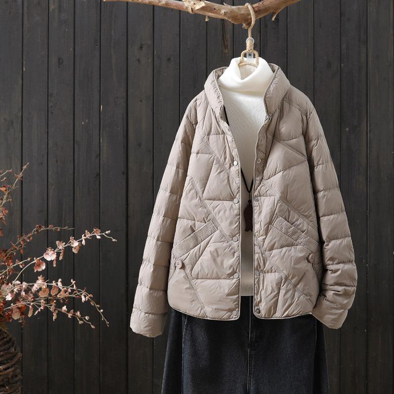 Down vest women's short winter new fashion lightweight stand-up collar literary retro warm outer wear vest tide