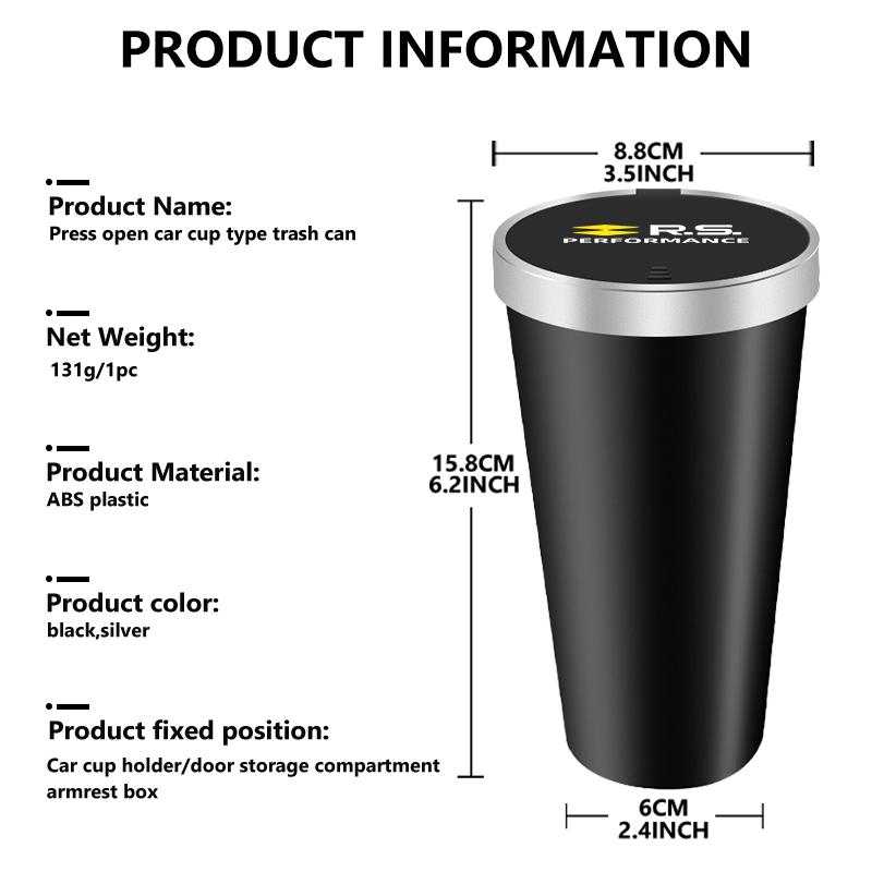 Car Garbage Bin Ashtray Dust Case Trash Can Click Open Cover For Renault Dacia RS Megan Scenic Logan Laguna Clio 3 4 Kadjar WW14