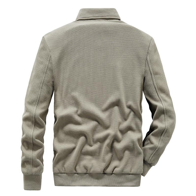Autumn and Winter Business Casual Youth Jacket Middle-aged Loose Elastic Dad Wear Men's Tooling Stand-up Collar Jacket