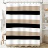Striped Shower Curtain Modern Design with Black, White, and Beige Colors for Bathroom Decor Waterproof Fabric Shampoo Soap Dispe