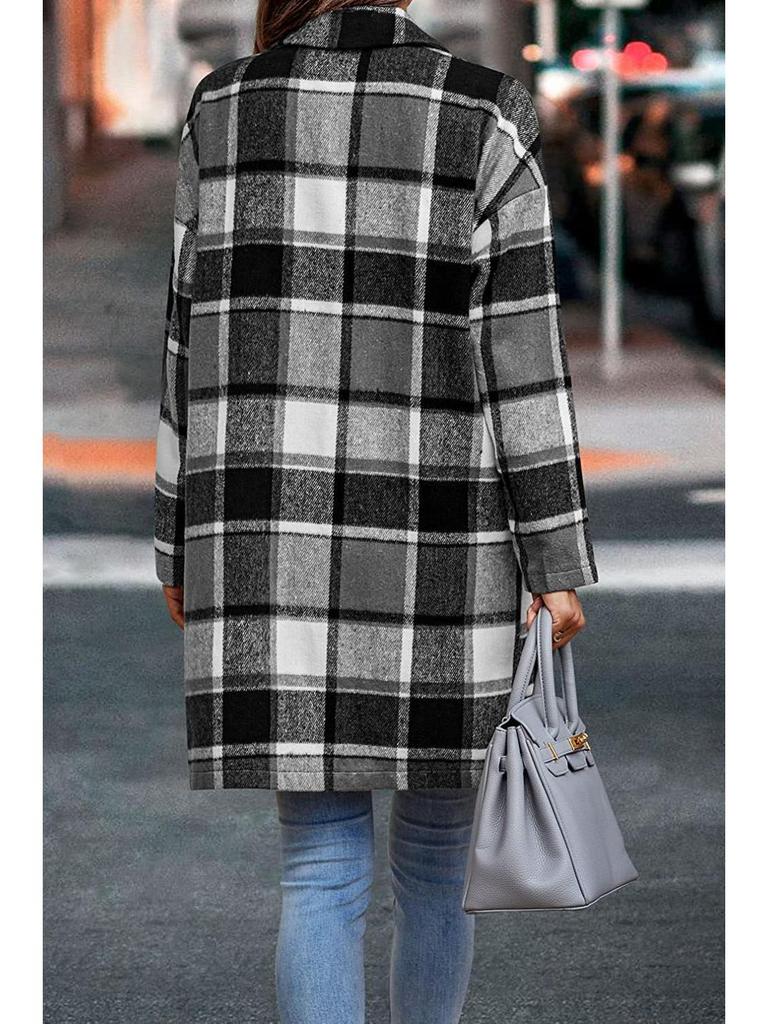 Autumn European & American Plaid Lapel Women's Casual Blazer