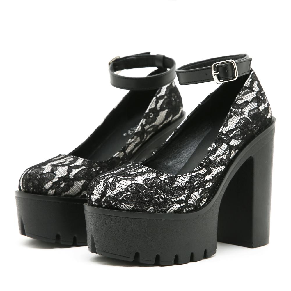 

Gdgydh Wedding Mary Janes for Women Shoes Lace Aankle Strap Waterproof Platform Pumps High-Heeled Dress Shoes Adjusted Buckle 35 белый