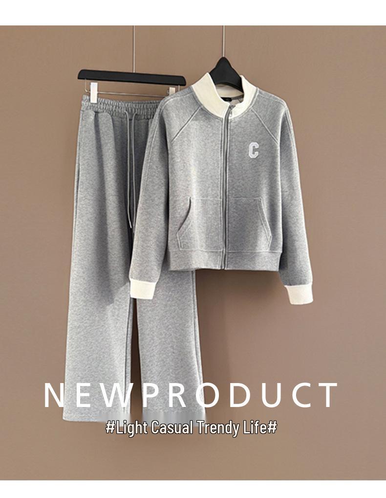 Women's European Style Casual Sports Suit - 2025 Chic Color Block Zipper Cardigan & Two-Piece Set for Spring/Autumn