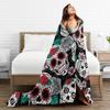 Sugar Skull Day of the Dead Blankets Gothic Mexican Skeleton Halloween Flannel Funny Warm Throw Blankets for Home Spring/Autumn