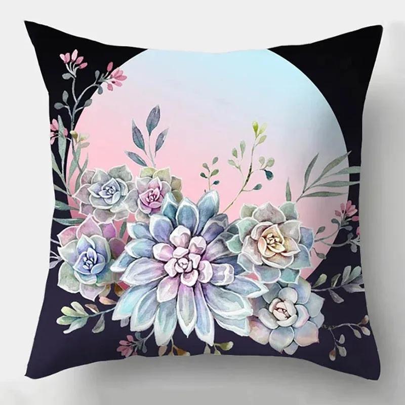 Elegant Colorful Bright Floral Decoration Sofa Cushion Pillow Case Living Room Bedroom Decoration Cushion Cover Home Decoration