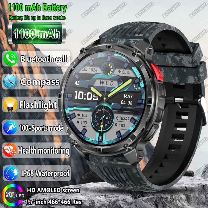New Military T-Rex 3 Smart Watch Men 1100mAh Battery AMOLED  IP68 Waterproof Outdoor Compass Bluetooth CallSport Smartwatch
