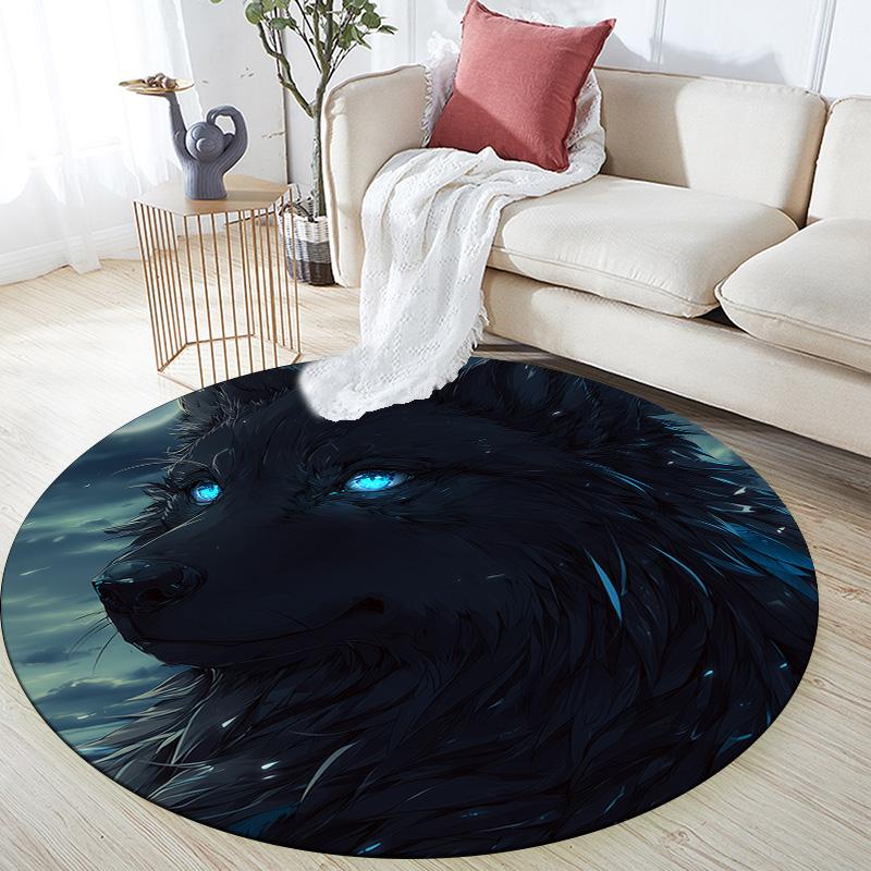 

Wolf Round Area Rug,Carpet Rug for Living Room Bedroom Sofa Playroom Decor,Non-slip Floor Mat 80cmx80cm