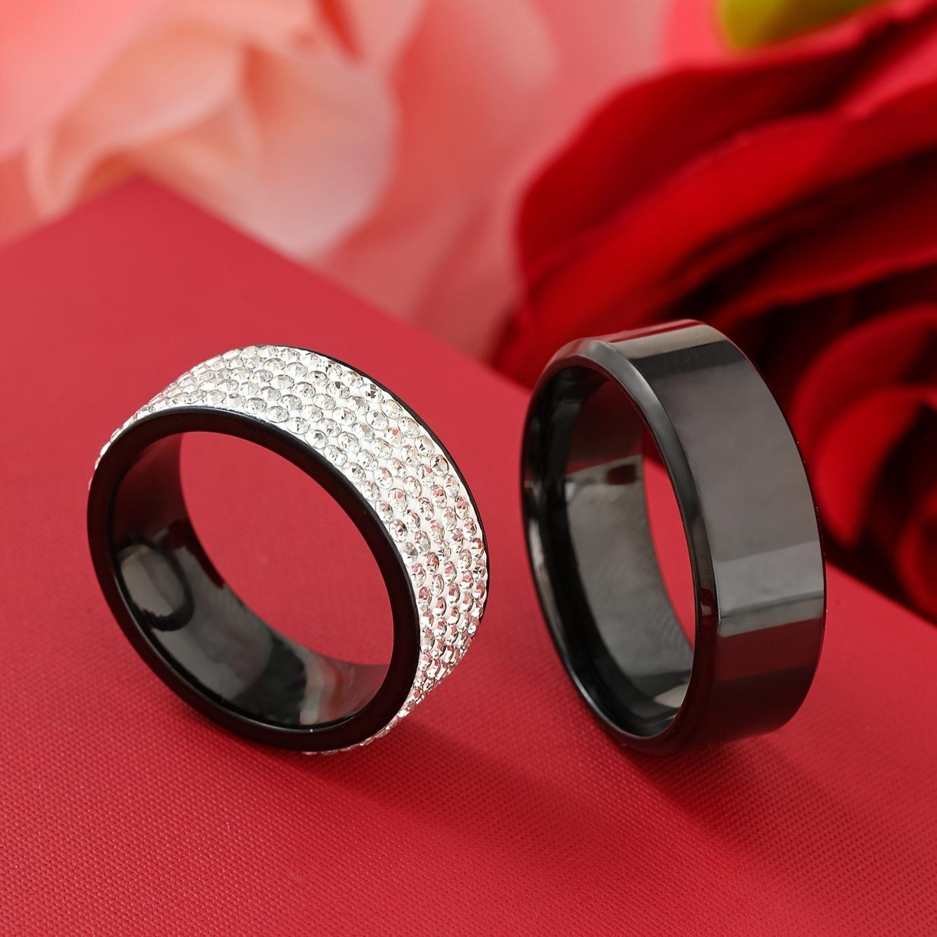 

Ювелирные изделия из нержавеющей стали, инкрустированные керамической глиной, кольца для пары с пятью рядами бриллиантов, персонализированный набор ювелирных изделий из титановой стали 11No. чёрный