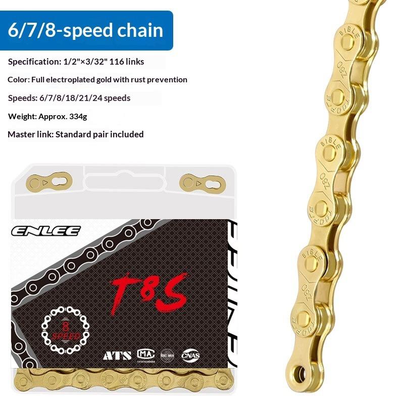 ENLEE Mountain Bike Road Bike Chain 8 9 10 11 12 Speed Plated Chain, Rust Proof with Magic Buckle