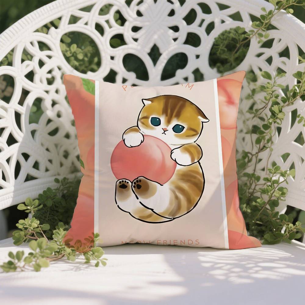 Cute Cat Mofusand Juno Pillow Case Anti-dustmite Pillowcase Invisible Zipper Silky Short Plush Sofa Cushion Cover