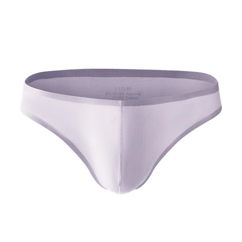 Male Summer Sexy Ice Silk Without Trace Half Pack Hip Low Waist Triangle Briefs