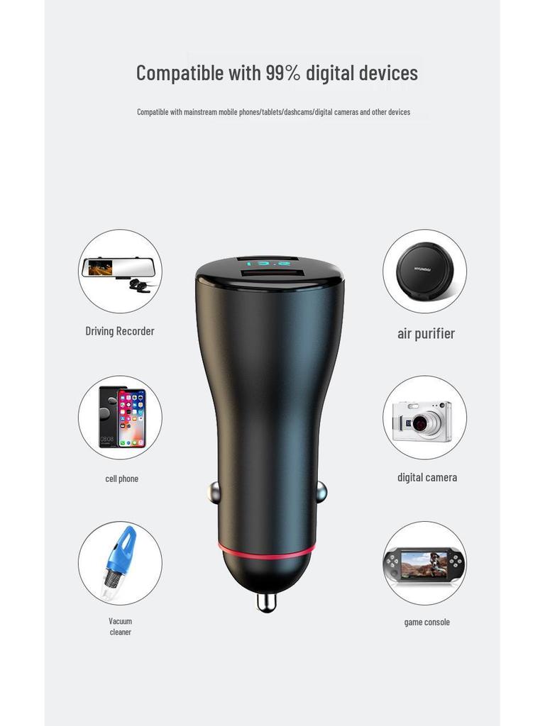 Dual USB Car Charger for Huawei - 66W Fast Charge, 100W Digital Display, Cigarette Lighter Adapter