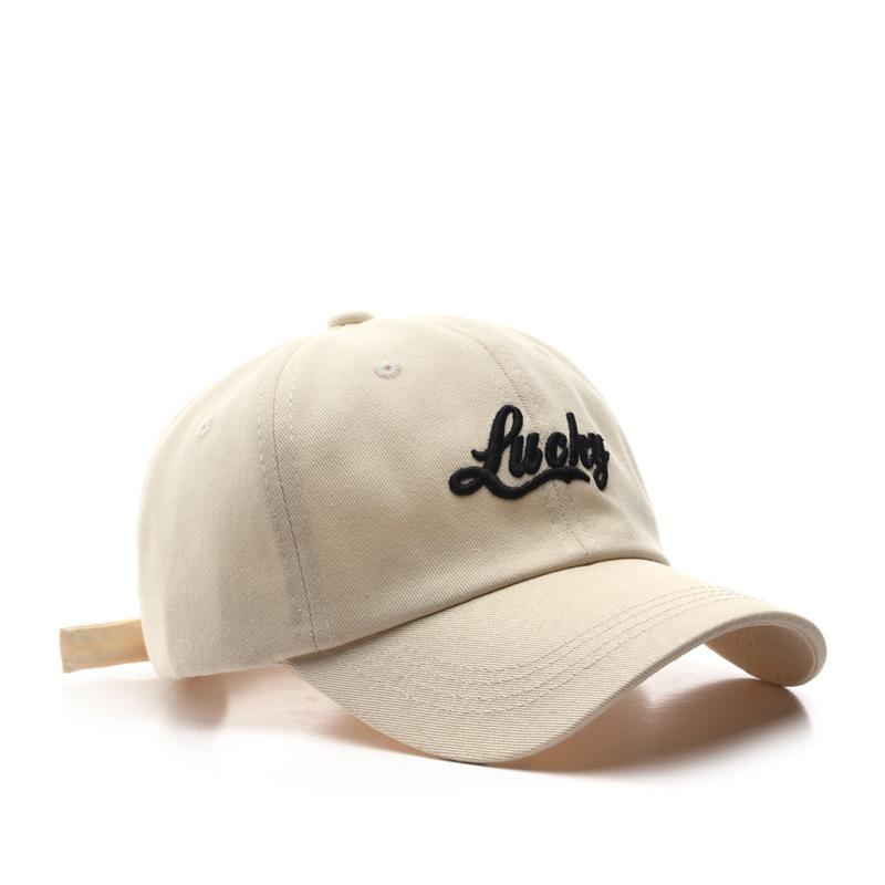 

Lucky Embroidery Snapback Casual Baseball Cap Solid Color Simple Dad Hat Unisex Sun Hats For Women Men бежевый