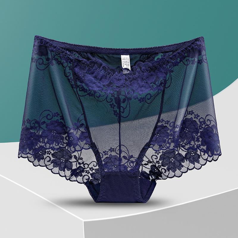 Yu Mei 9007 Nadměrná velikost Kalhotky s vysokým pasem Krajkové trojúhelníčkové - Sexy, Průsvitné a Vykrojený design