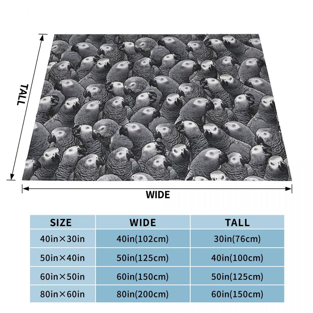 Parrot Bird African Grey Pattern Portable Warm Throw Blankets for Bedding Travel