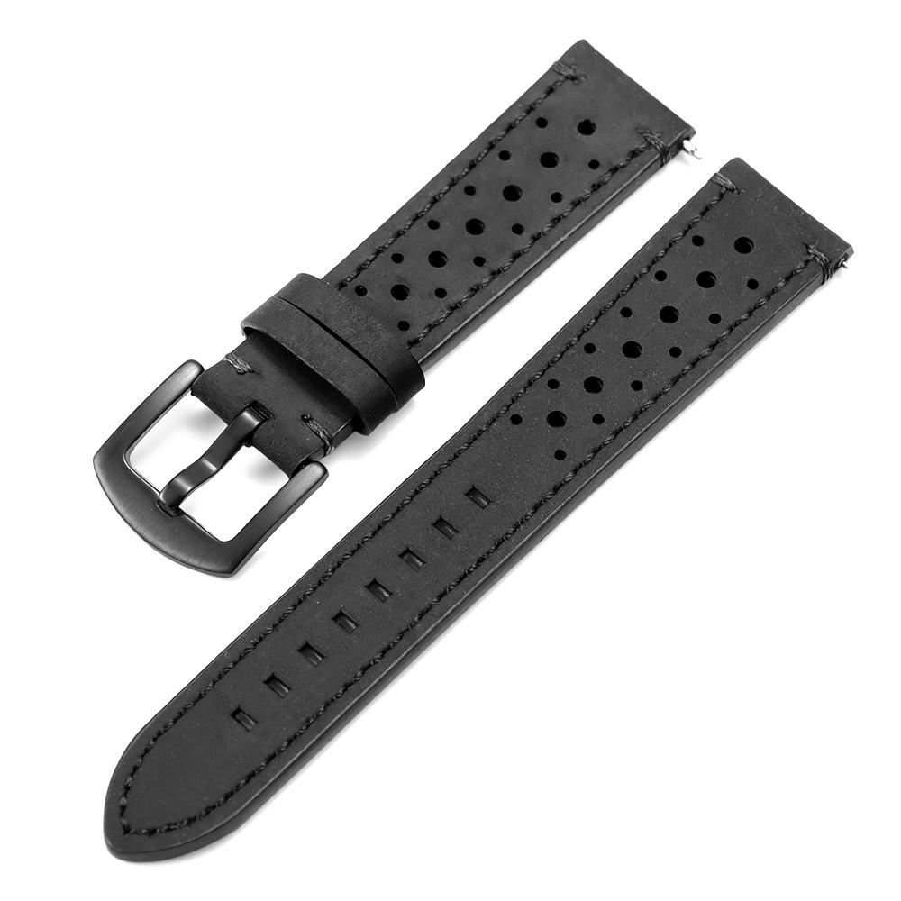 18mm 19mm 20mm 21mm 22mm 24mm Vintage Handmade Watch Strap Quick Release Leather Strap Black Brown Breathable Porous Watchbands