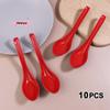 10Pcs Anti-Shock Melamine Porcelain Spoons Red & Black Dumpling Soup Spoon Kitchen Restaurant Bar Cutlery