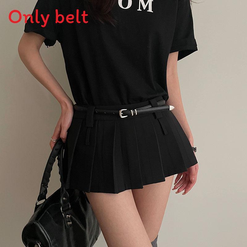 Fashionable Women Black Pu Leather Skinny Belt With Alloy Buckle For Office And Casual Wear чёрный
