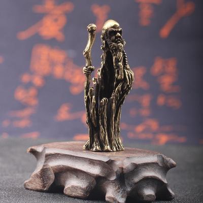 Antike Bronze Dharma-Ahnenfiguren Kleine Ornamente Kupfer Bodhidharma Buddha Miniaturen Statue