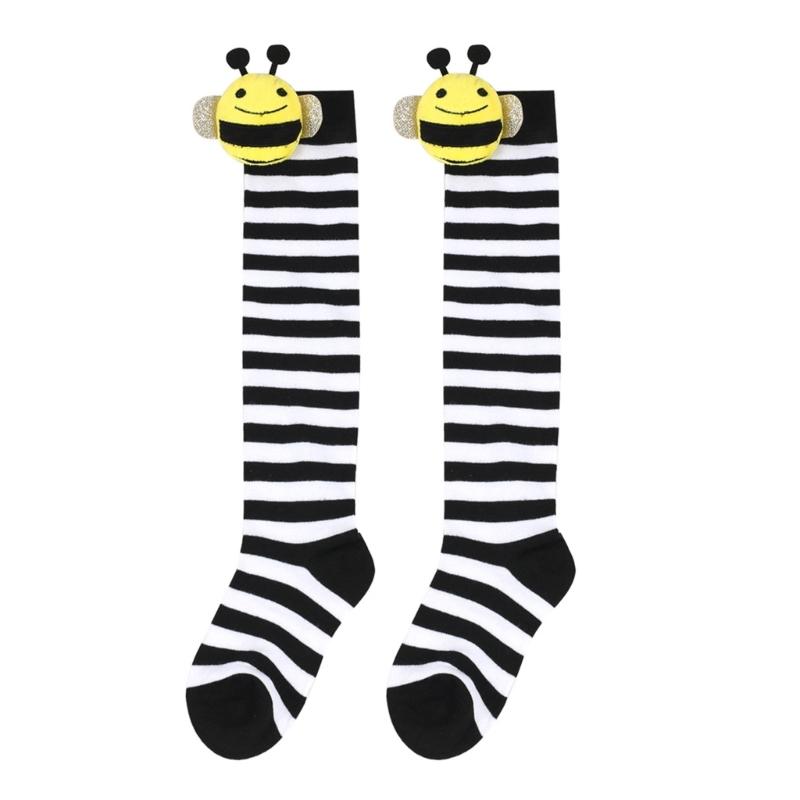 

Cartoon Long Striped Socks Over Knee Thigh High Stockings Cute Honeybee Over The Knee Socks for Kids Cosplay Party