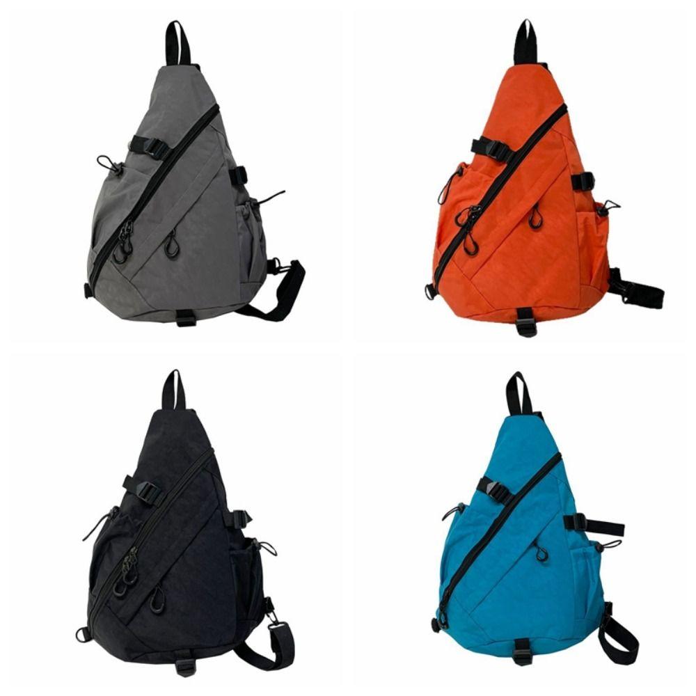 Large Capacity Oxford Cloth Shoulder Bag Solid Color Sports Crossbody Bag Men's Chest Bag  Travel