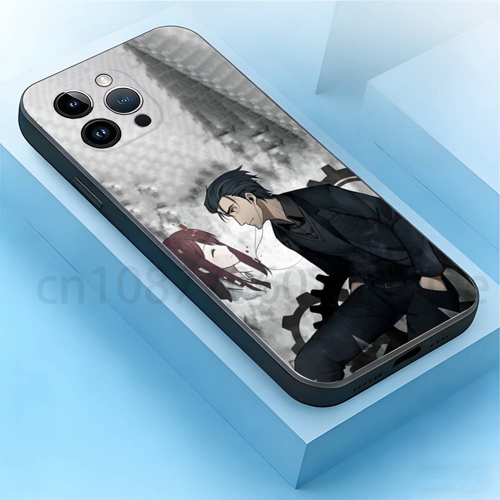 

Steins Gate Anime Phone Case For iPhone 17,16,15,14,13,12,11,Pro,Max,Plus,Mini, Anti Fall Black Matte Soft Bumper iPhone13
