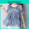 Sleeved Short Plus Size Chiffon Womens Top With Floral Loose T Round Neck And Stylish Small Shirt