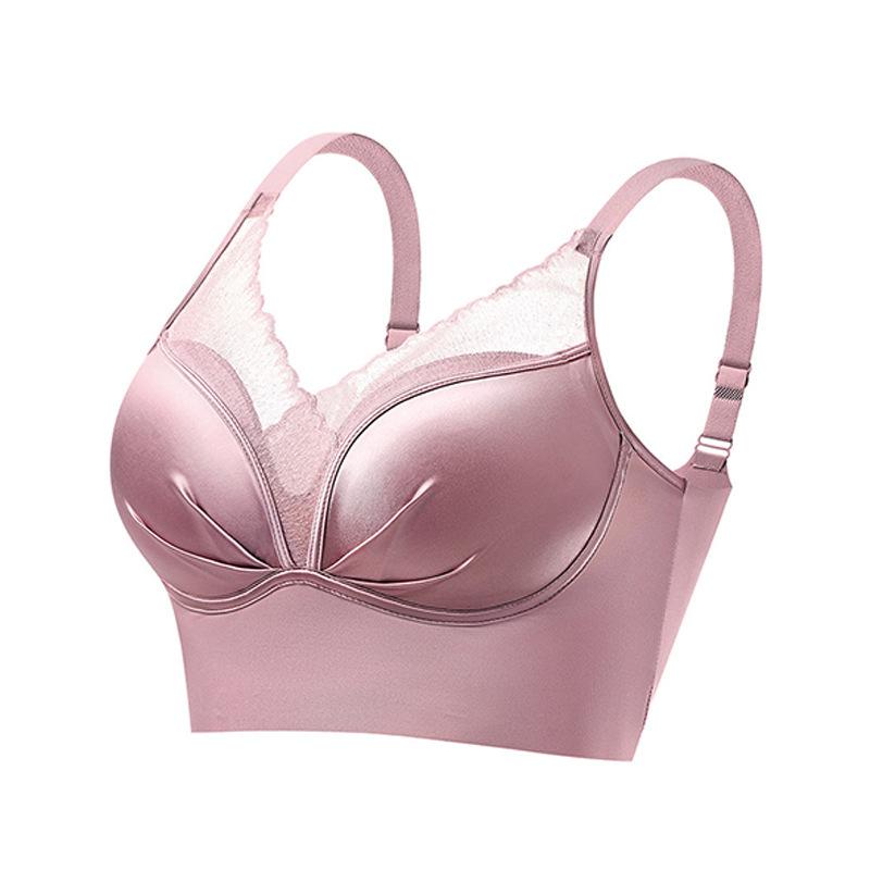 Sexy Pure Desire Smooth Lace Spliced Vest Bra, Small Bust Push Up Lifting Wireless Bralette