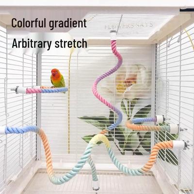 Colorful Cotton Parrot Swing and Climbing Rope Ladder – Sturdy, Flexible, and Rotatable Bird Cage Accessory.