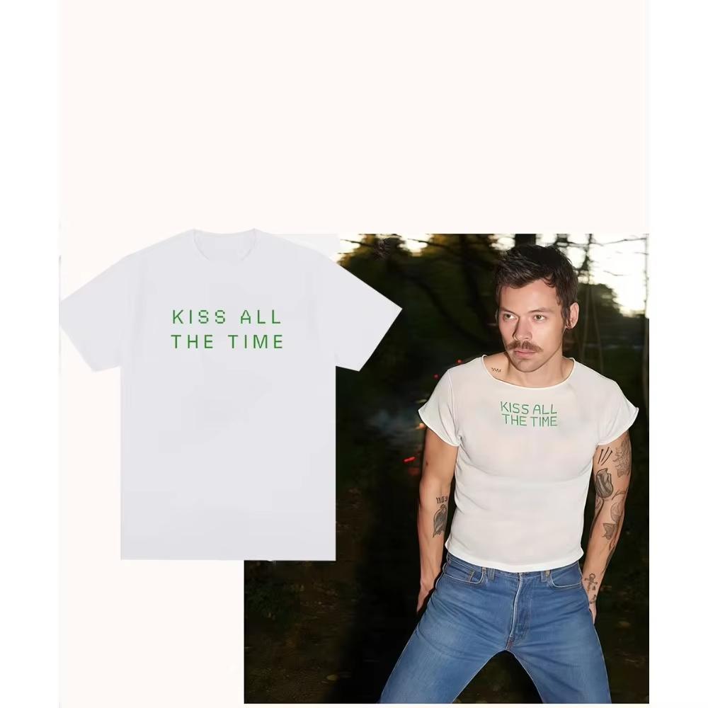 

Harry Styles Kiss All The Time Tour 2026 Letter Print TShirts Men Women Retro O-Neck Fashion Cotton T-Shirt Streetwear - Men ... S разноцветный