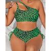 Sexy Leopard Print Large Size Swimsuit Women's Split High Waist Bikini Suit
