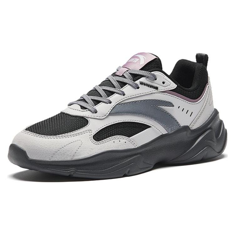 Anta Chao Bai Gz Abrasion Resistant Breathable Low Top Casual Shoes Women's Gray Black 122348812-3