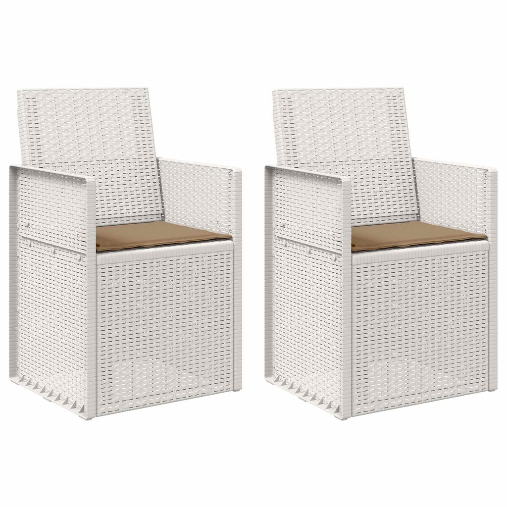 Garden Dining Chairs 2 pcs White and Taupe PP