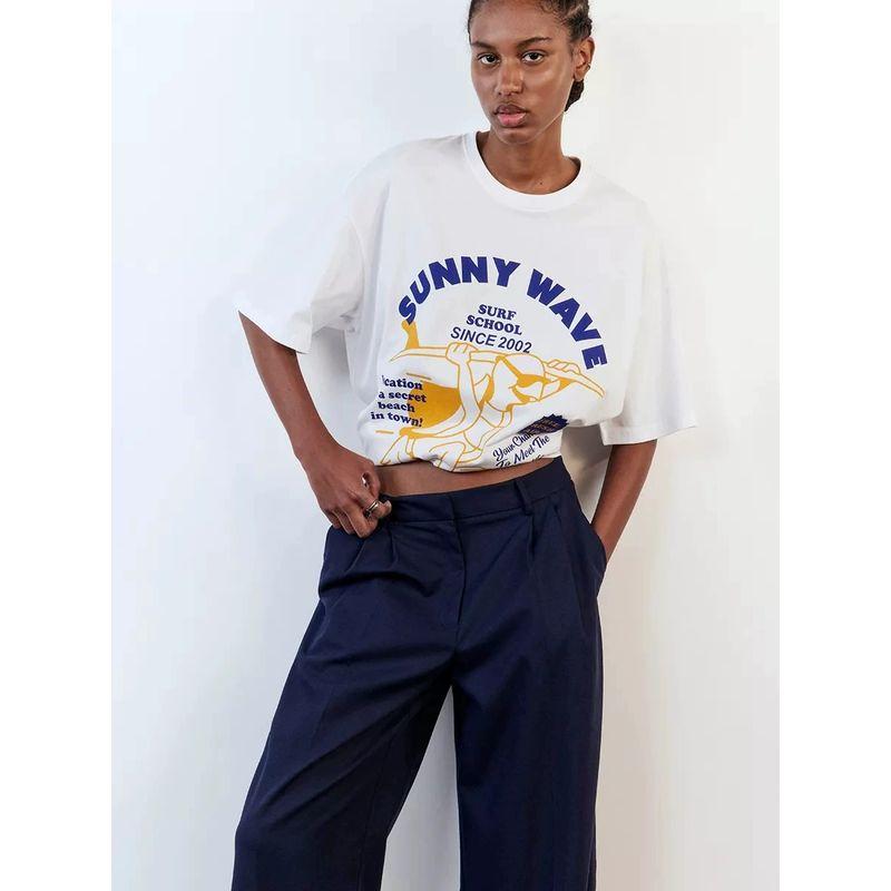 Fashion Wind Fashion Print Round Neck Loose Casual Cotton T-shirt Loose Printed Cotton T-shirt