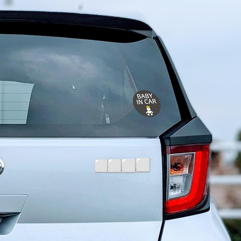 BABY IN CAR Sticker Round 120mm Improved Visibility Car Safety