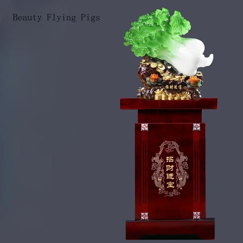 1PCS resin jade cabbage ornaments small size golden toad living room wine cabinet shop craft decoration opening gift
