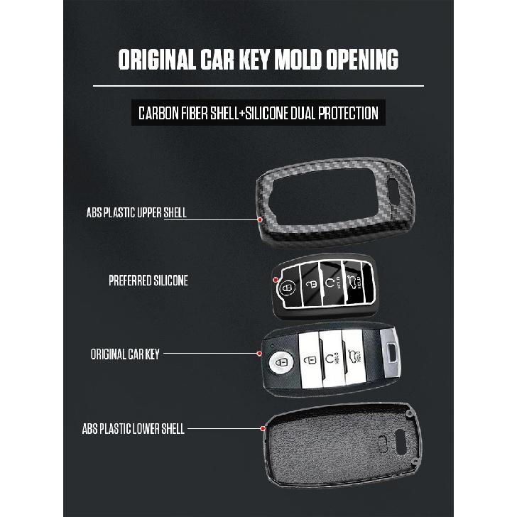 3 4 Buttons Carbon Style ABS Car Key Case Cover Fob for KIA Sportage Cerato Optima K2 K3 K4 K5 RIO Picanto Soul Sorento Sedona