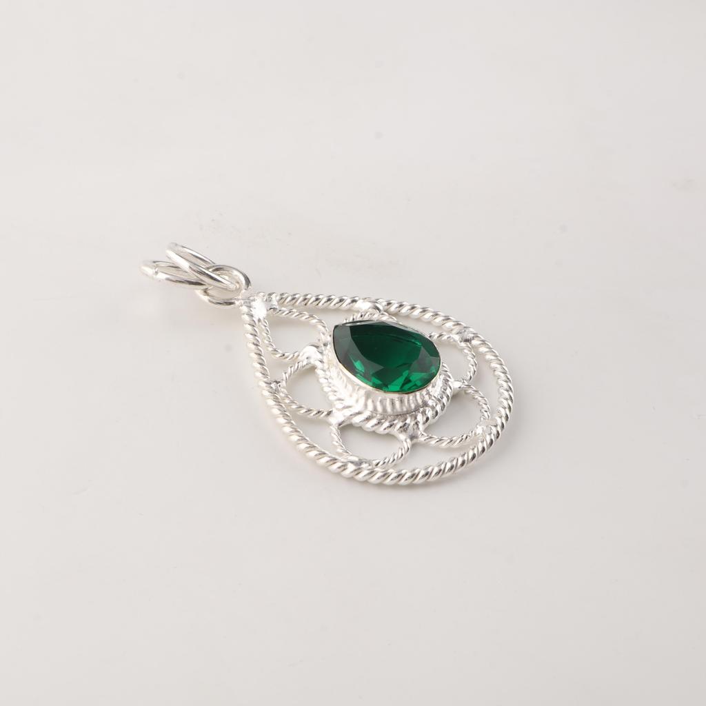 Chrome Diopside Gemstone 925 Sterling Silver Handcrafted Pendant 1.40" For Wedding Gift PP-19-1
