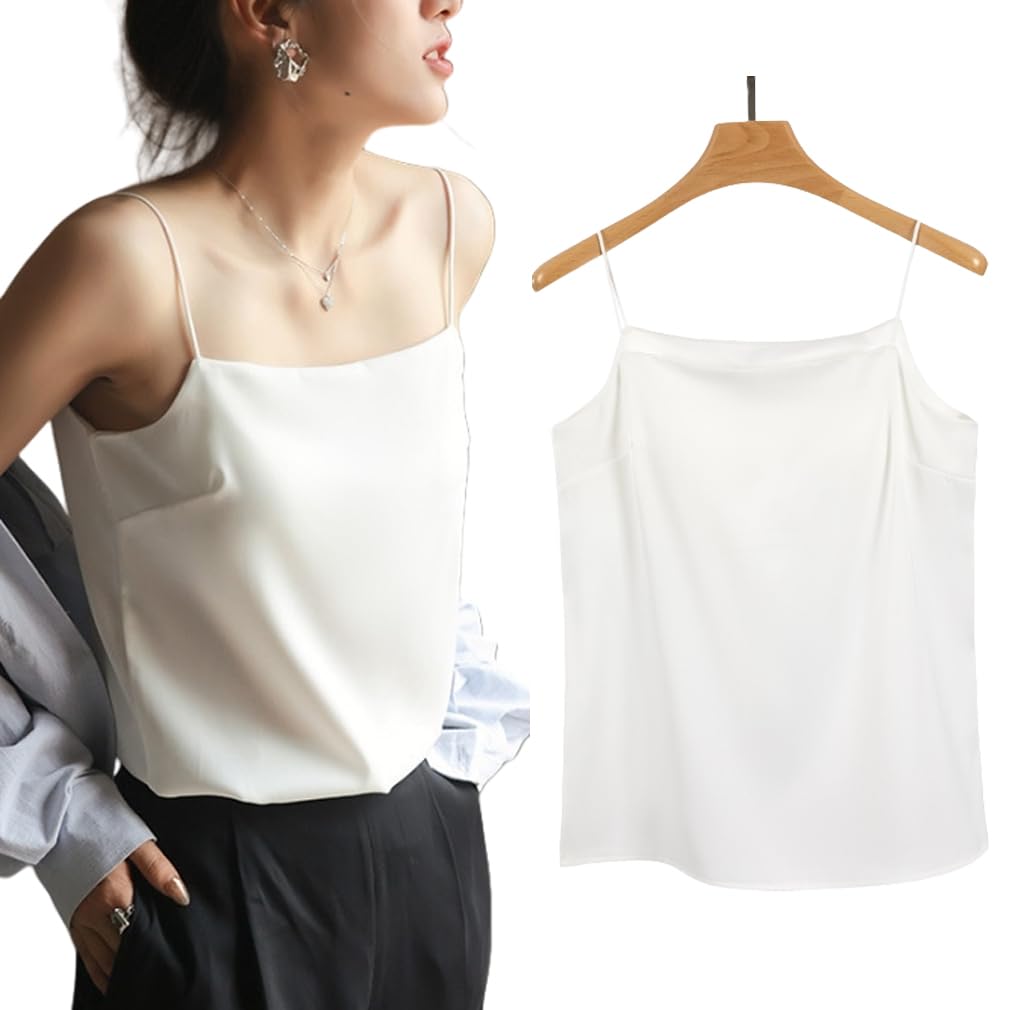 

Icyrain Camisole with Tank Bra Satin Tank Stylish Slims Side Conceals Bra Straps 02 Cups, Show-Off Cami, Top, Camisole, Women s Underwear, Top,