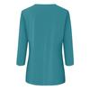Women's Fashion Casual Round Neck 3/4 Sleeve Loose Color Button T-Shirt Ladies Top