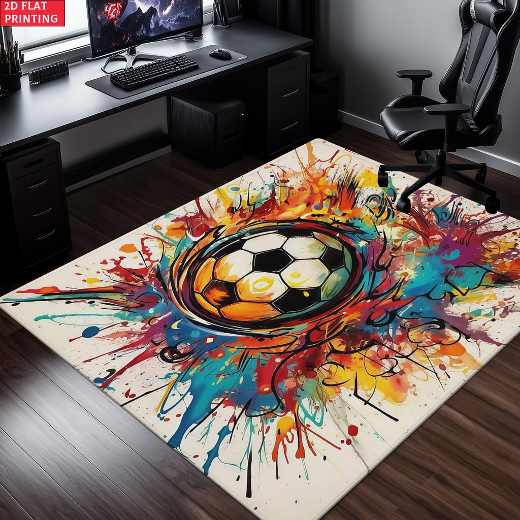 Graffiti Soccer Print Large Room Carpet Non Slip Cartoon Kids Bedroom Living Room Floor Mat Home Decor Children's Play Carpet