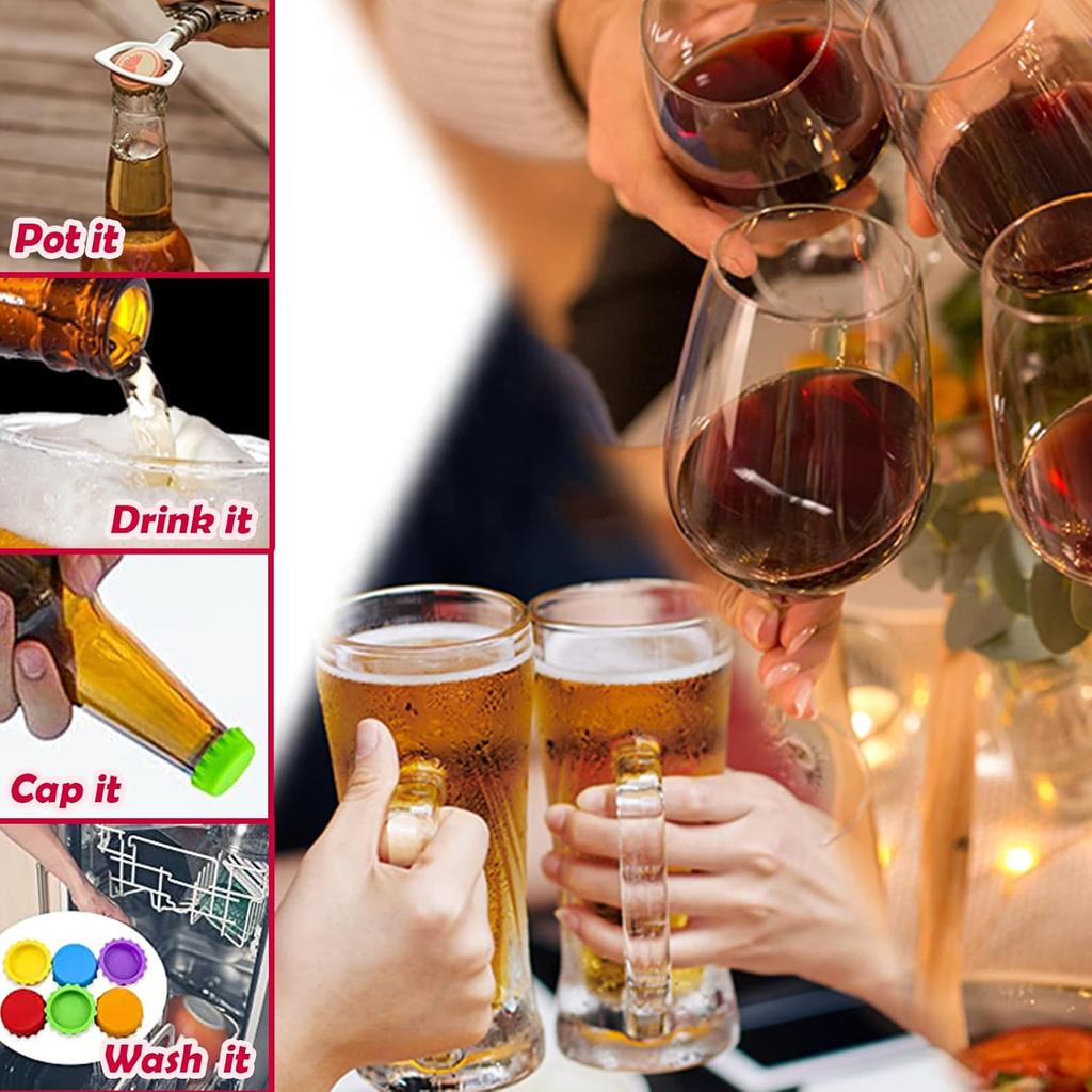 Tappi di Bottiglia, Tappi di Bottiglia di Birra in Silicone Riutilizzabili Tappo per Bottiglia di Soda Cappello Sigillatore Coperchio per Bevande, HomeBrew, Gadget da Cucina, Previene Fuoriuscite, Senza BPA