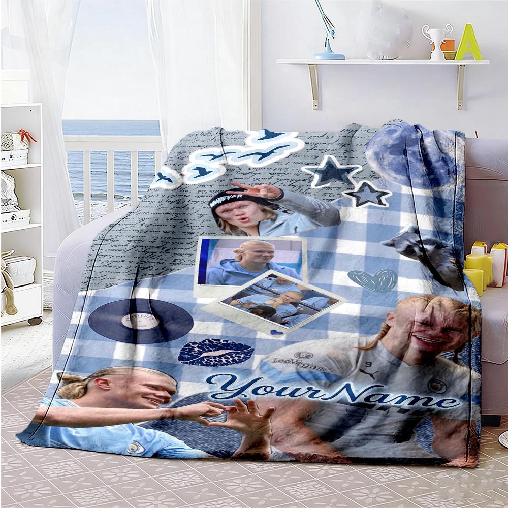 Haaland 180 Personalized Text Blanket Multi-purpose Personalized Blanket Comfortable Versatile for Couch Home Decor Office Bedding All-Season Use