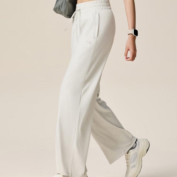 Anta Training Series Solid Color Mid Waist Drawstring Breathable Loose Casual Pants Women Bottoms 162537316-3