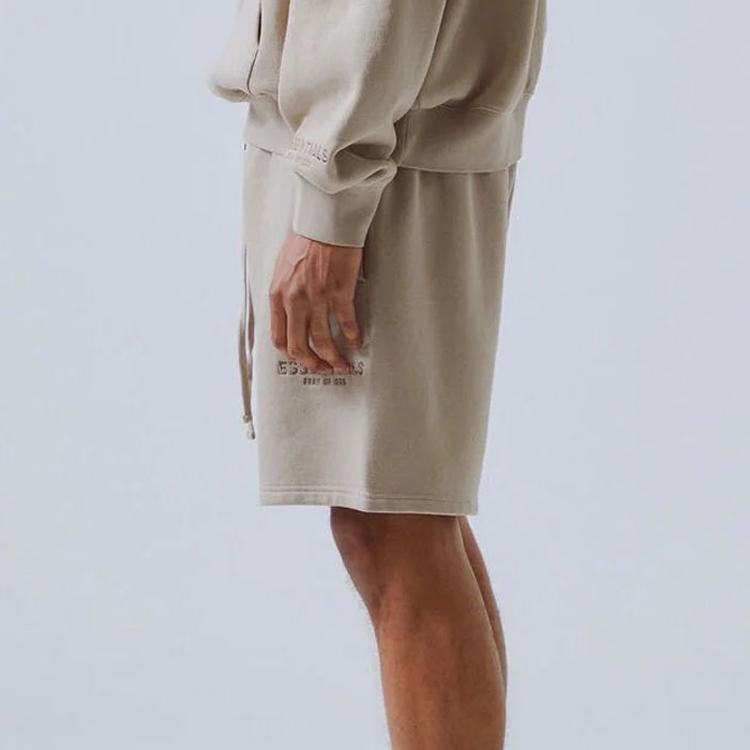 Fear Of God Essentials Brown Letter Embroidery Drawstring American Heavyweight Sports Shorts Unisex shorts FOG-FW19-1