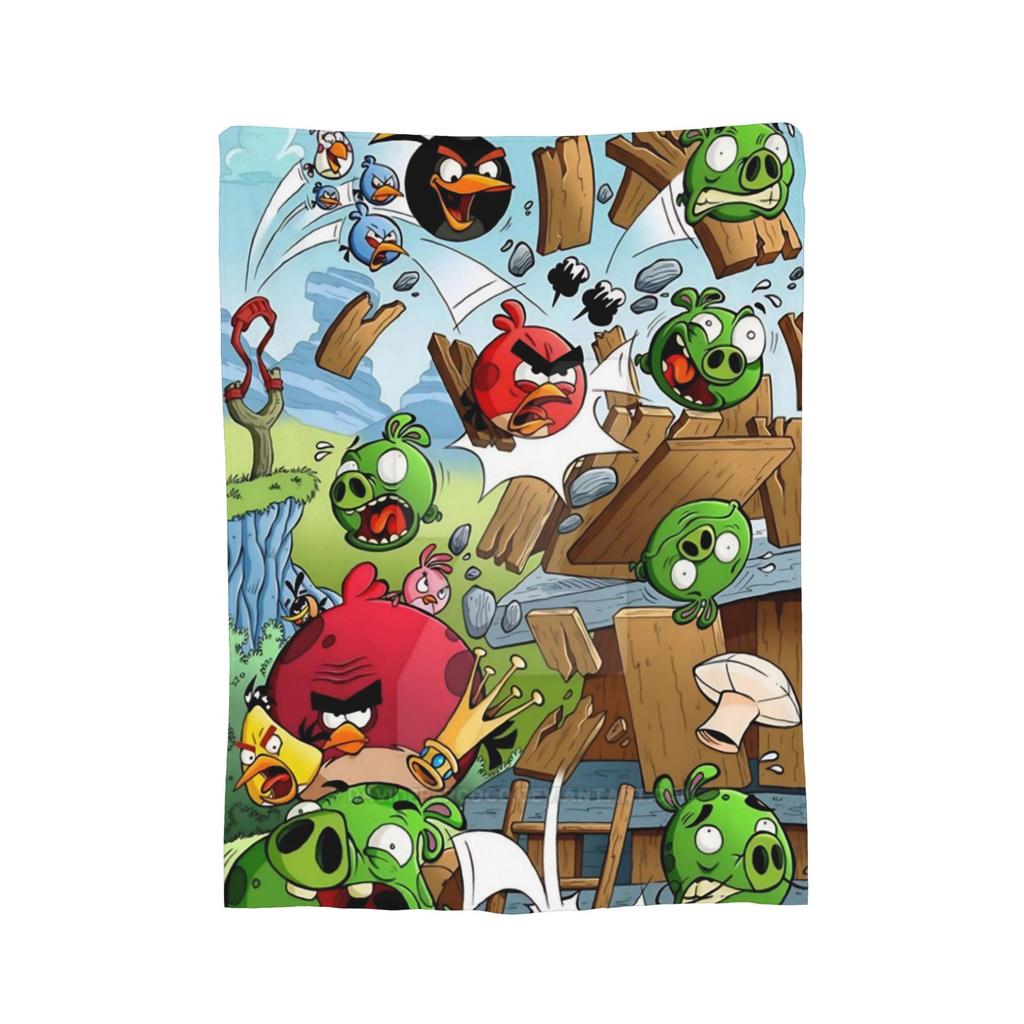 A-Angry Anime B-Birds Games Red Fleece Throw Blankets Blanket for Bedding Car Super Warm Bedspread,