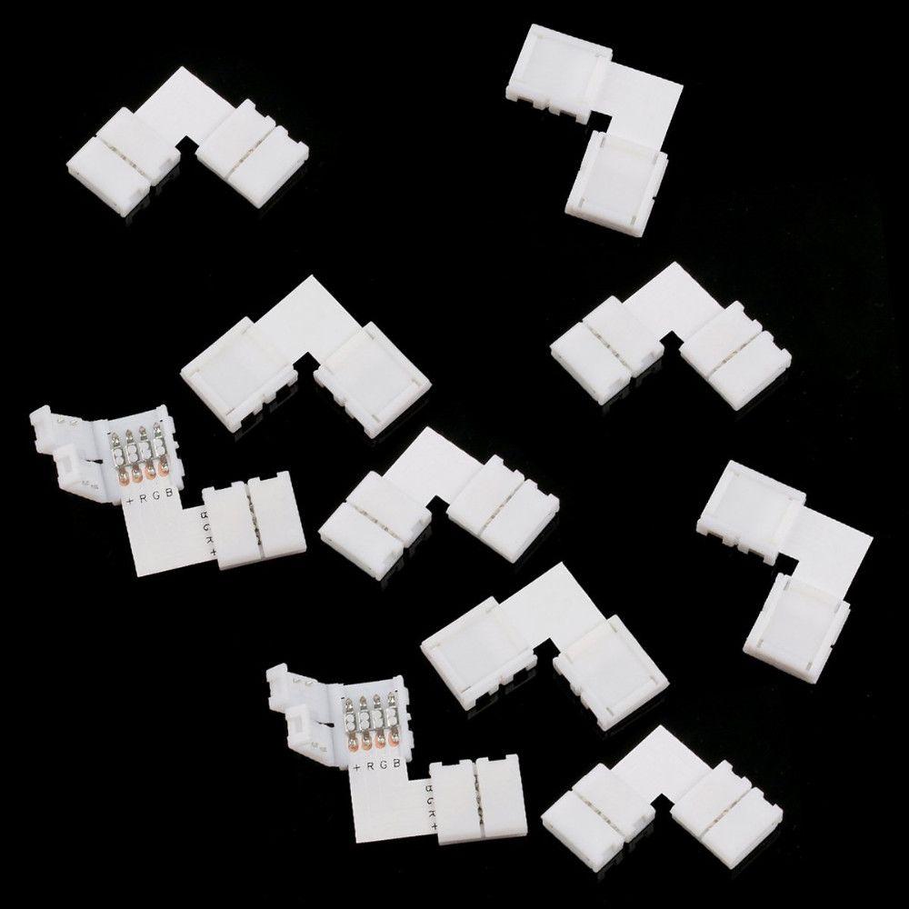 

10Pcs 4Pin Corner Splitter LED Strip NO Soldering Light Connectors RGB 5050 білий