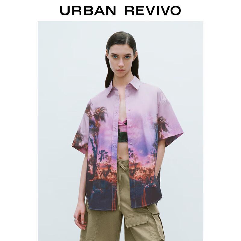 Women s Summer Relaxed Fit Floral Print Button-Front Shirt S(XS-S)