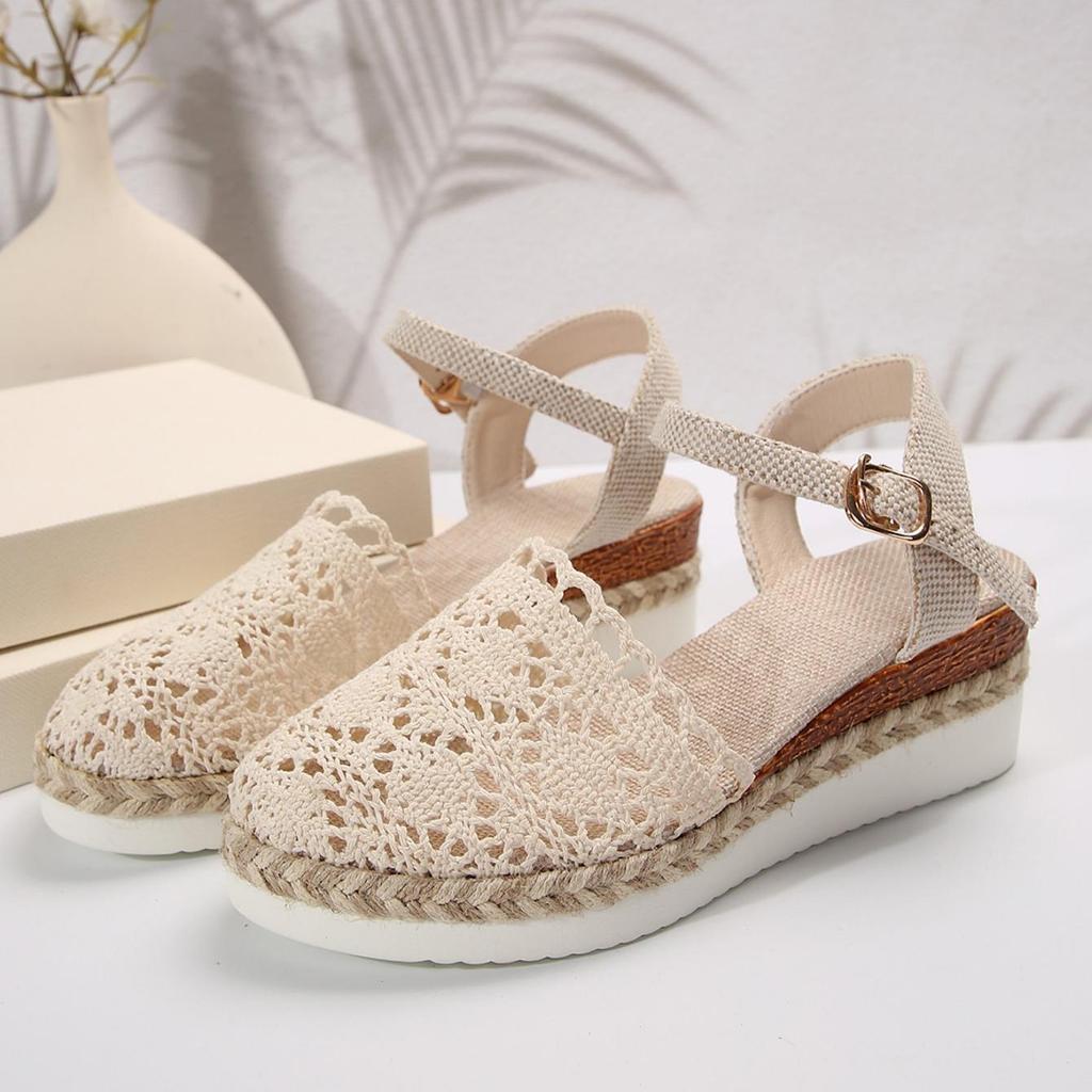 Women's Canvas Wedge Sandals Espadrilles Platform Summer New Fashion Casual Comfortable Shoes